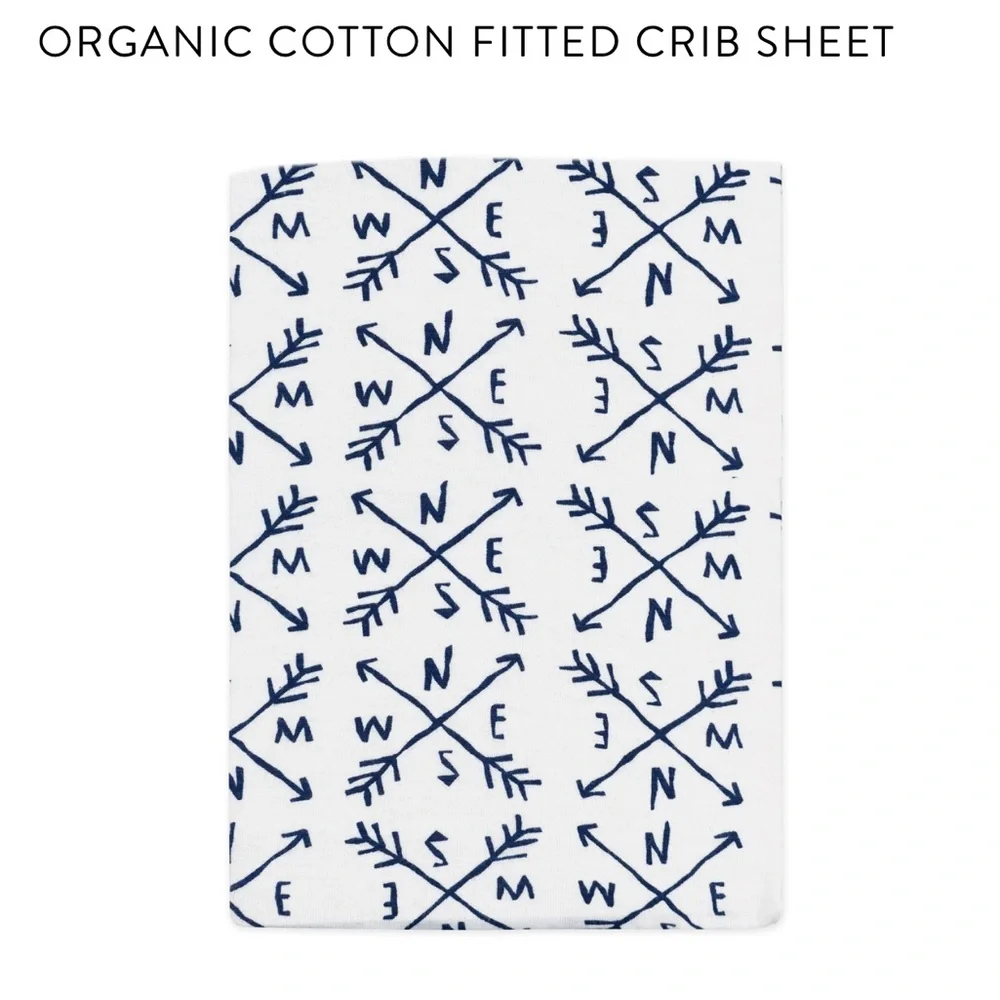 Honest Baby 100% Cotton Fitted Crib Sheet NWT Compass